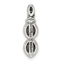 Sterling Silver Antiqued w/14k 2-stone w/Diamond Mother's Pendant QMPD28_2--6