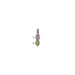 Sterling Silver Antiqued w/14k 2-stone w/Diamond Mother's Pendant QMPD28_2--6
