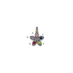 Sterling Silver Antiqued w/14k 5-stone w/Diamond Mother's Pendant QMPD28_5--6
