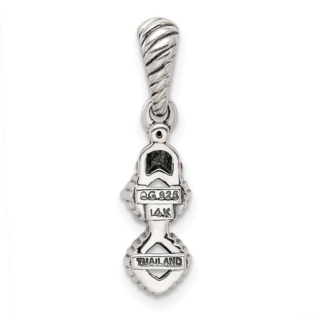 Sterling Silver Antiqued w/14k 2-stone w/Diamond Mother's Pendant QMPD29_2--6