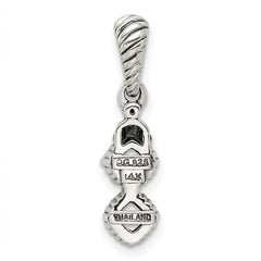 Sterling Silver Antiqued w/14k 2-stone w/Diamond Mother's Pendant QMPD29_2--6