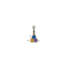Sterling Silver Antiqued w/14k 3-stone w/Diamond Mothers Pendant Semi-Mount QMPD29_3--6