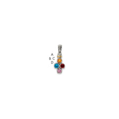 Sterling Silver Antiqued w/14k 4-stone w/Diamond Mother's Pendant QMPD37_4--6