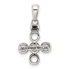 Sterling Silver Antiqued w/14k 5-stone w/Diamond Mother's Pendant QMPD37_5--6