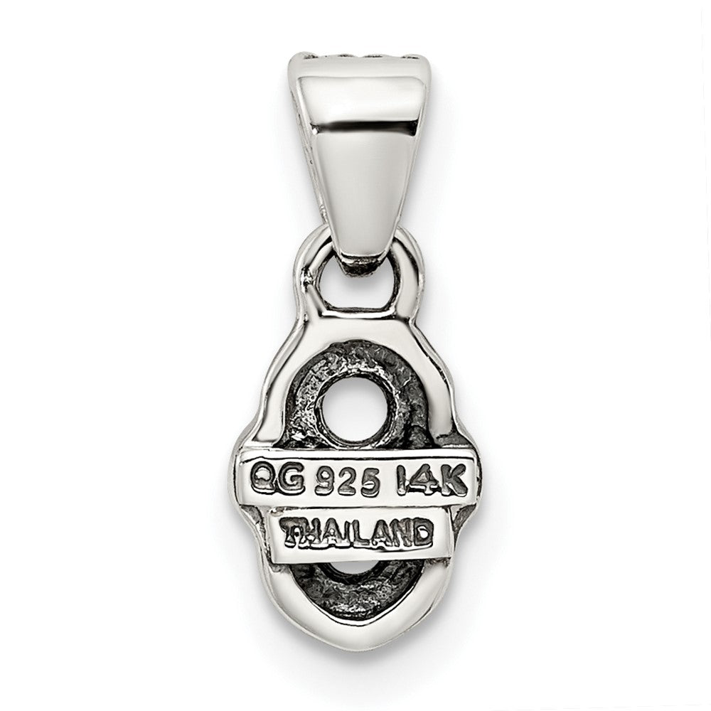 Sterling Silver Antiqued w/14k 2-stone w/Diamond Mother's Pendant QMPD38_2--6