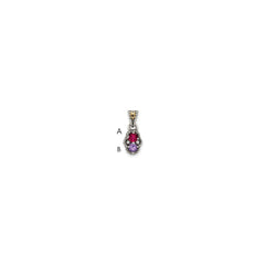 Sterling Silver Antiqued w/14k 2-stone w/Diamond Mother's Pendant QMPD38_2--6
