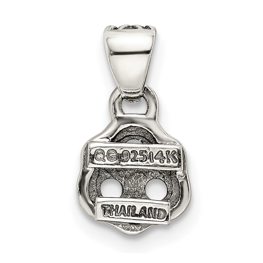 Sterling Silver Antiqued w/14k 3-stone w/Diamond Mother's Pendant QMPD38_3--6