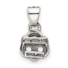 Sterling Silver Antiqued w/14k 3-stone w/Diamond Mother's Pendant QMPD38_3--6