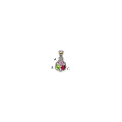 Sterling Silver Antiqued w/14k 3-stone w/Diamond Mother's Pendant QMPD38_3--6
