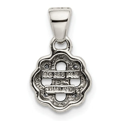 Sterling Silver Antiqued w/14k 4-stone w/Diamond Mother's Pendant QMPD38_4--6