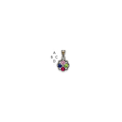 Sterling Silver Antiqued w/14k 4-stone w/Diamond Mother's Pendant QMPD38_4--6