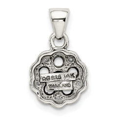 Sterling Silver Antiqued w/14k 5-stone w/Diamond Mother's Pendant QMPD38_5--6