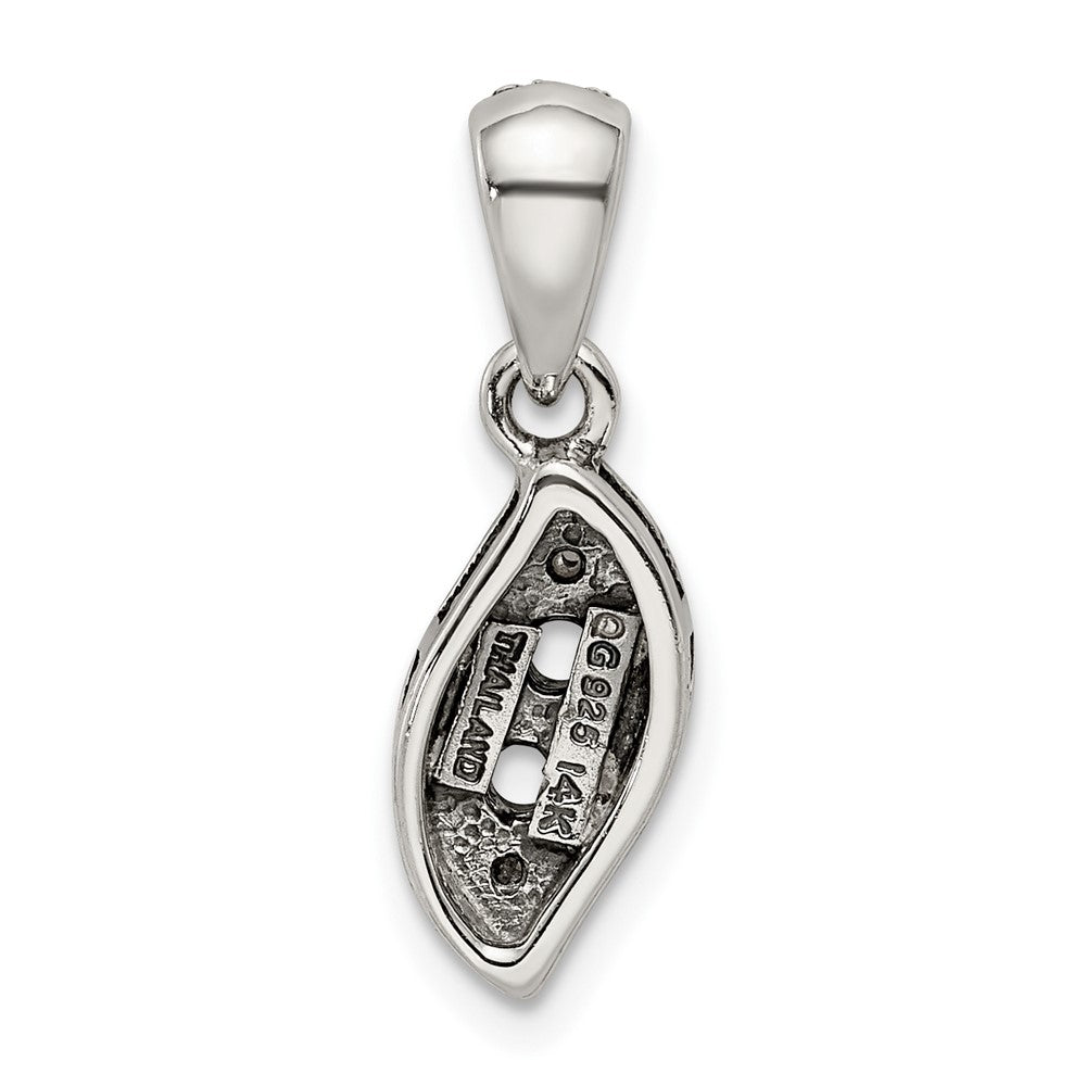 Sterling Silver Antique w/14k 2-stone w/Diamond Family Pendant w/18in Chain QMPD40_2