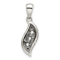Sterling Silver Antiqued w/14k 3-stone w/Diamond Mother's Pendant QMPD40_3--6
