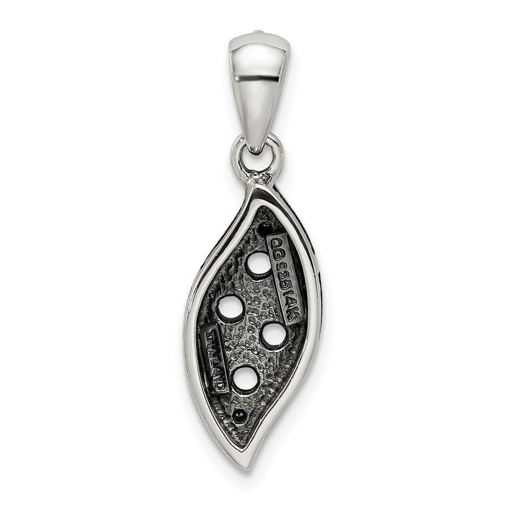 Sterling Silver Antiqued w/14k 4-stone w/Diamond Mother's Pendant QMPD40_4--6
