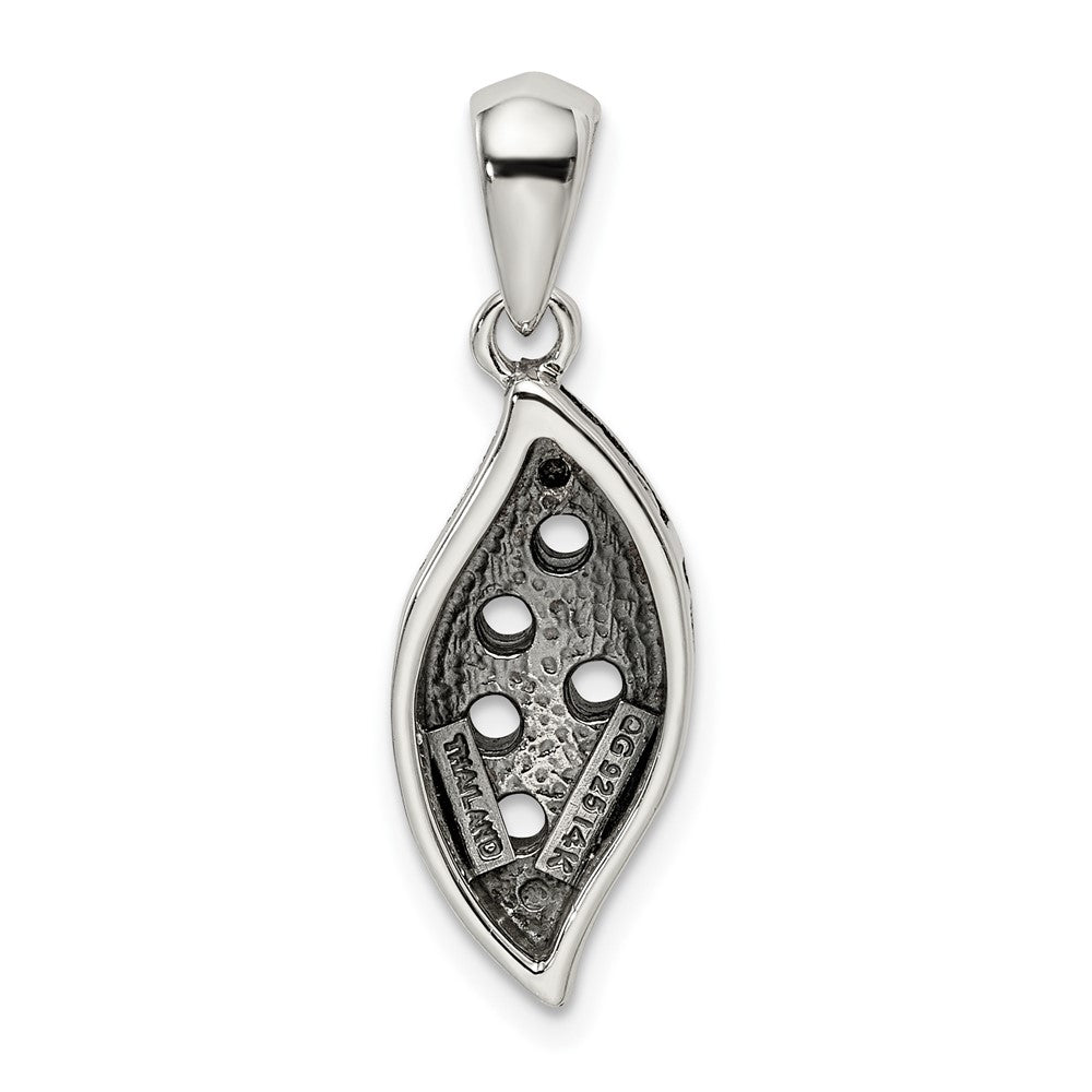 Sterling Silver Antiqued w/14k 5-stone w/Diamond Mother's Pendant QMPD40_5--6