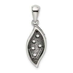 Sterling Silver Antiqued w/14k 5-stone w/Diamond Mother's Pendant QMPD40_5--6