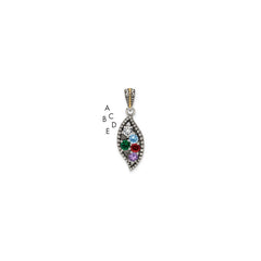 Sterling Silver Antiqued w/14k 5-stone w/Diamond Mothers Pendant Semi-Mount QMPD40_5--6