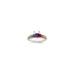 Sterling Silver Antiqued w/14k 2-stone Mother's Ring