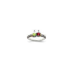 Sterling Silver Antiqued w/14k 2-stone Mother's Ring