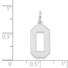 Sterling Silver/Rhodium-plated Polished Number 0 Charm QMS00