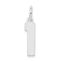 Sterling Silver/Rhodium-plated Polished Number 1 Charm QMS01