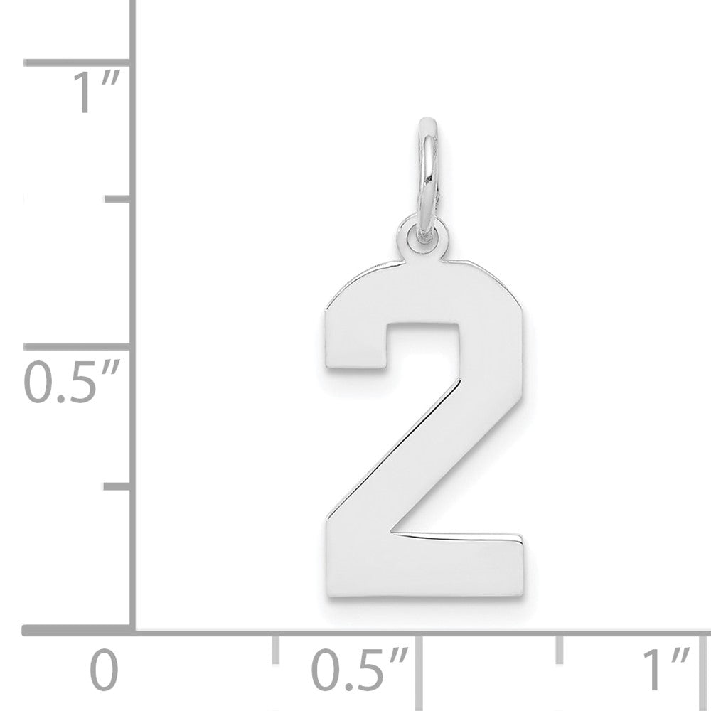 Sterling Silver/Rhodium-plated Polished Number 2 Charm QMS02