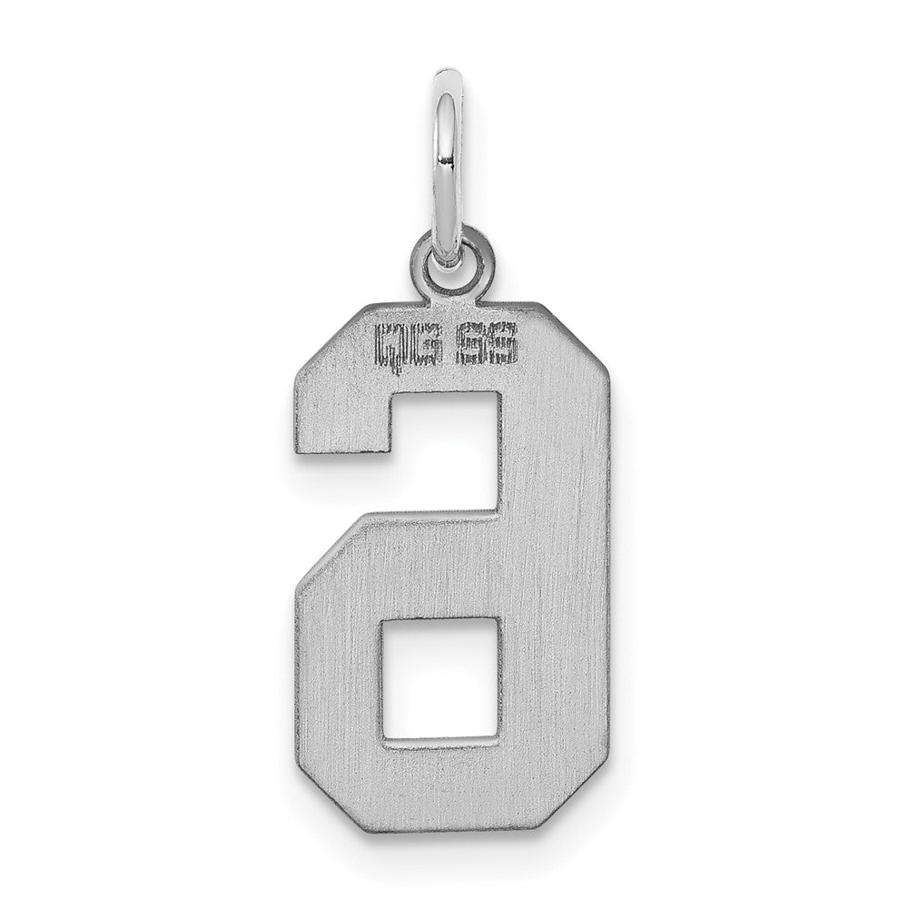Sterling Silver/Rhodium-plated Polished Number 6 Charm QMS06