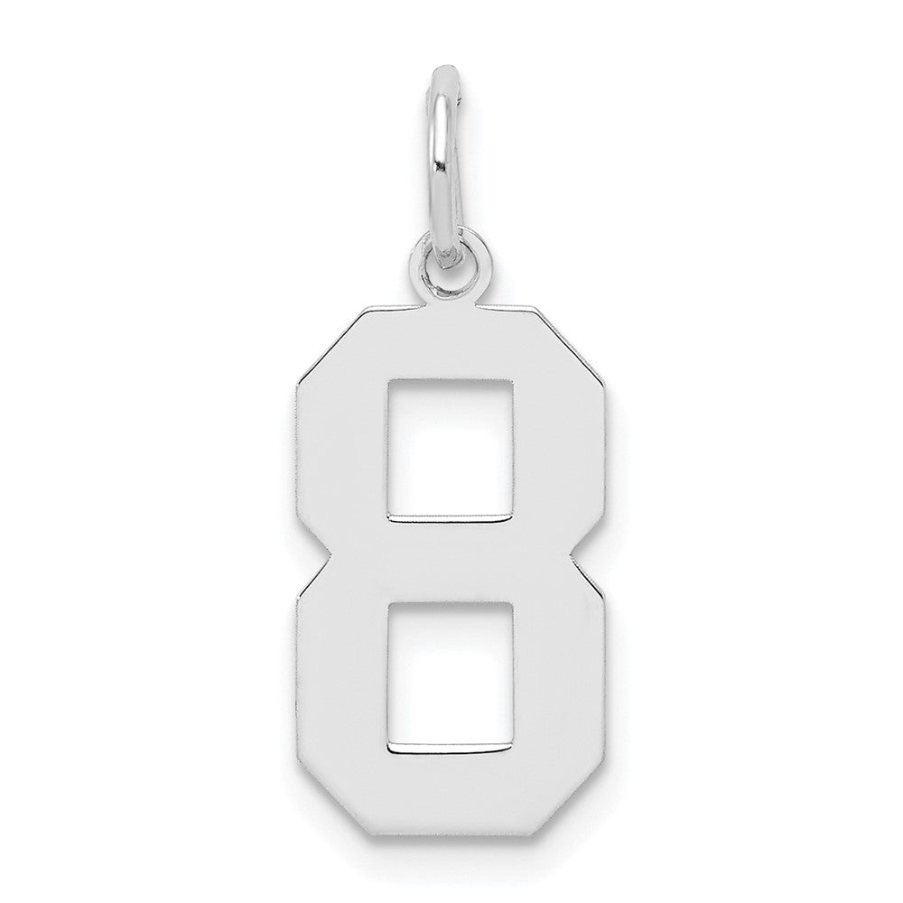 Sterling Silver/Rhodium-plated Polished Number 8 Charm QMS08