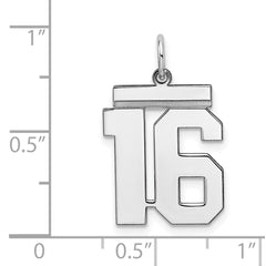 Sterling/Silver Rhodium-plated Polished Number 16 Charm QMS16