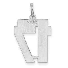 Sterling/Silver Rhodium-plated Polished Number 17 Charm QMS17