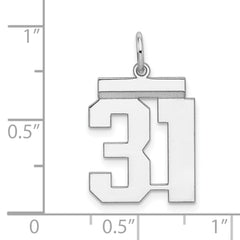 Sterling/Silver Rhodium-plated Polished Number 31 Charm QMS31