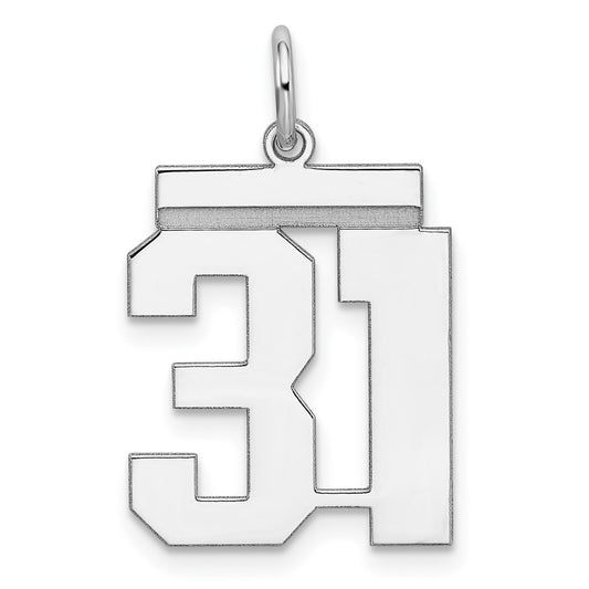 Sterling/Silver Rhodium-plated Polished Number 31 Charm QMS31