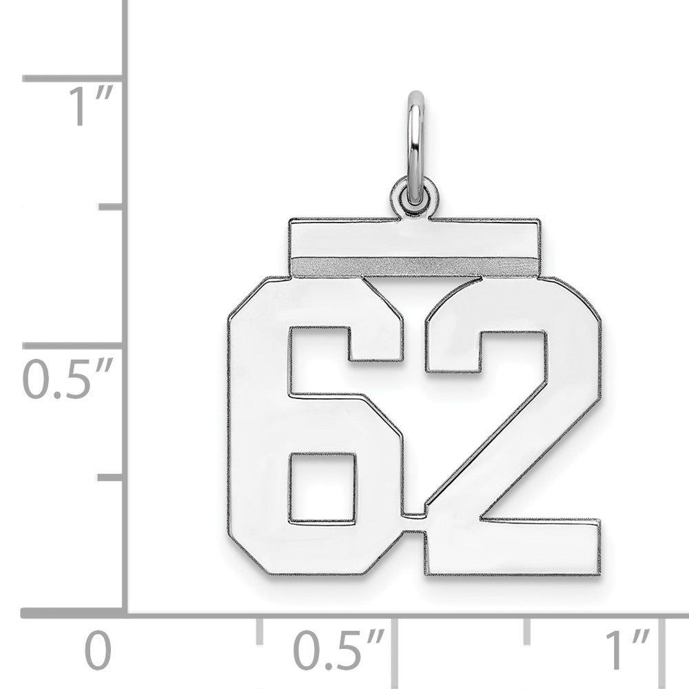 Sterling/Silver Rhodium-plated Polished Number 62 Charm QMS62