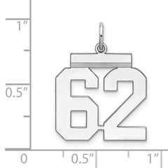Sterling/Silver Rhodium-plated Polished Number 62 Charm QMS62