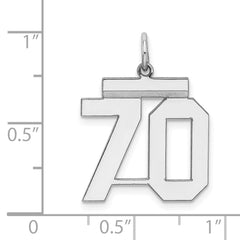 Sterling/Silver Rhodium-plated Polished Number 70 Charm QMS70