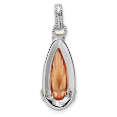Sterling Silver & Vermeil Rhodium-plated Champagne CZ Pendant QP1035