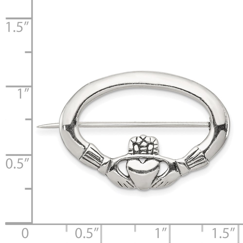 Sterling Silver Antiqued Claddagh Pin QP111