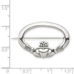 Sterling Silver Antiqued Claddagh Pin QP111