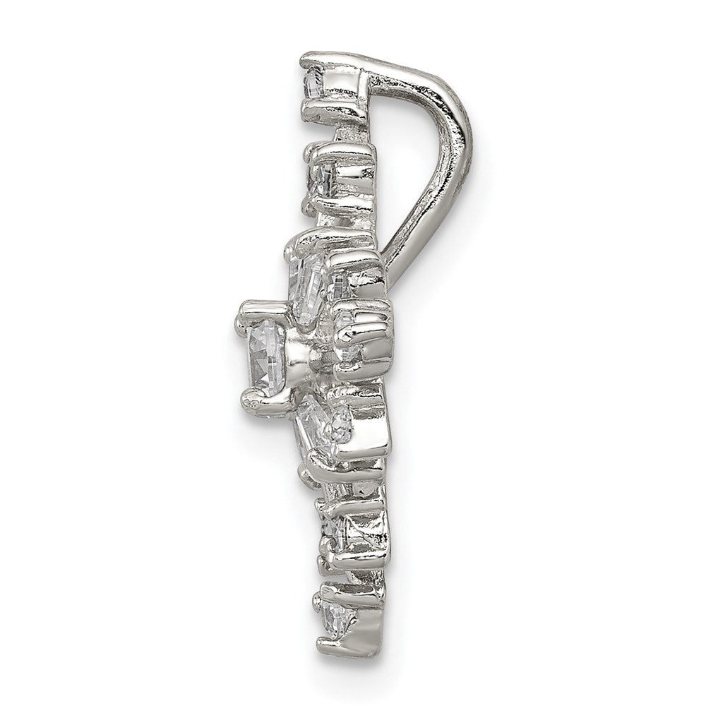 Sterling Silver Rhodium-plated CZ Snowflake Slide QP1124