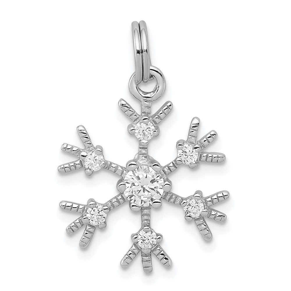 Sterling Silver Rhodium-plated CZ Snowflake Charm QP1125