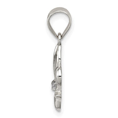 Sterling Silver Rhodium-plated CZ Fleur De Lis Pendant QP1131