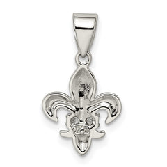 Sterling Silver Rhodium-plated CZ Fleur De Lis Pendant QP1131