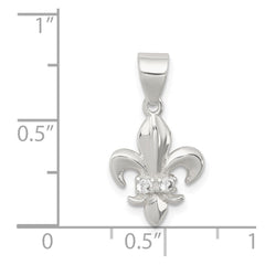 Sterling Silver Rhodium-plated CZ Fleur De Lis Pendant QP1131