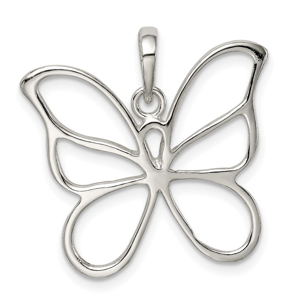 Sterling Silver Polished Butterfly Pendant QP1172