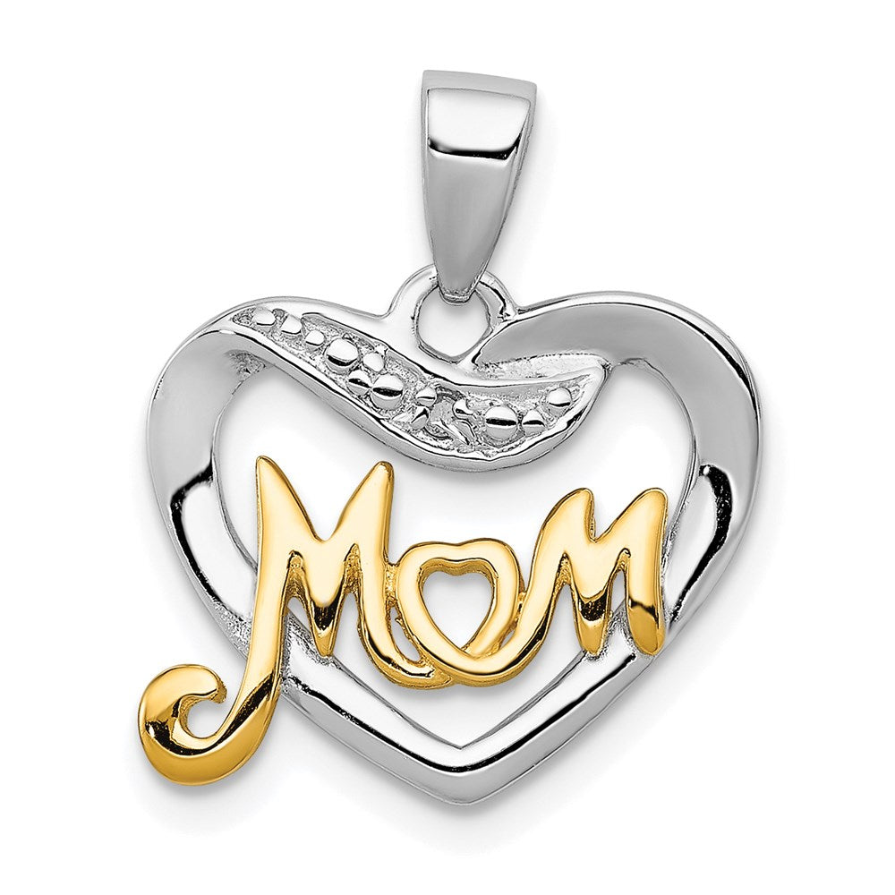 Sterling Silver Vermeil Diamond Mom Pendant QP1187
