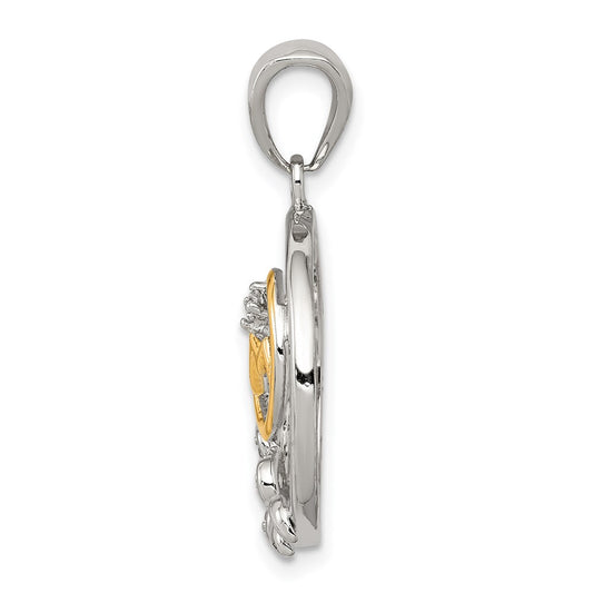 Sterling Silver Vermeil CZ Mom Pendant QP1188
