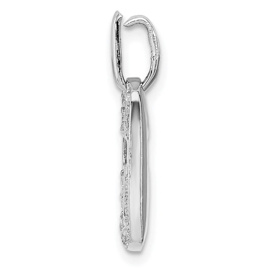Sterling Silver Rhodiulm Plated Faith CZ Open Cross Charm QP1243