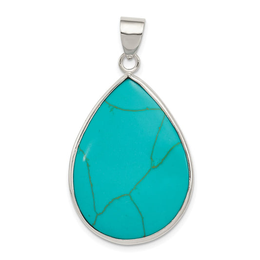 Sterling Silver Teardrop Turquoise Pendant QP1324