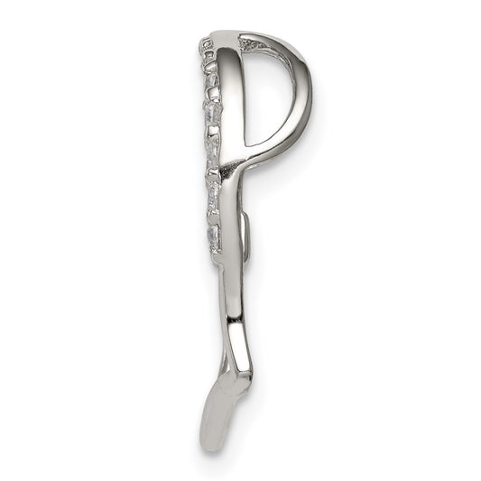 Sterling Silver Rhodium-plated CZ Heart Pendant QP1329